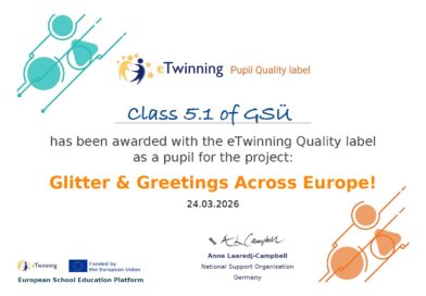 eTwinning Qualitätssiegel für Klasse 5.1
